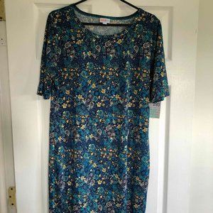 LulaRoe Julia Dress - NWT Vibrant Blue Pattern